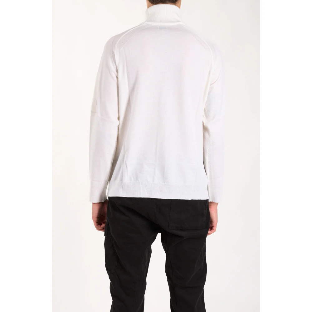 C.P. Company Merino Wol Geribbelde Coltrui White Heren