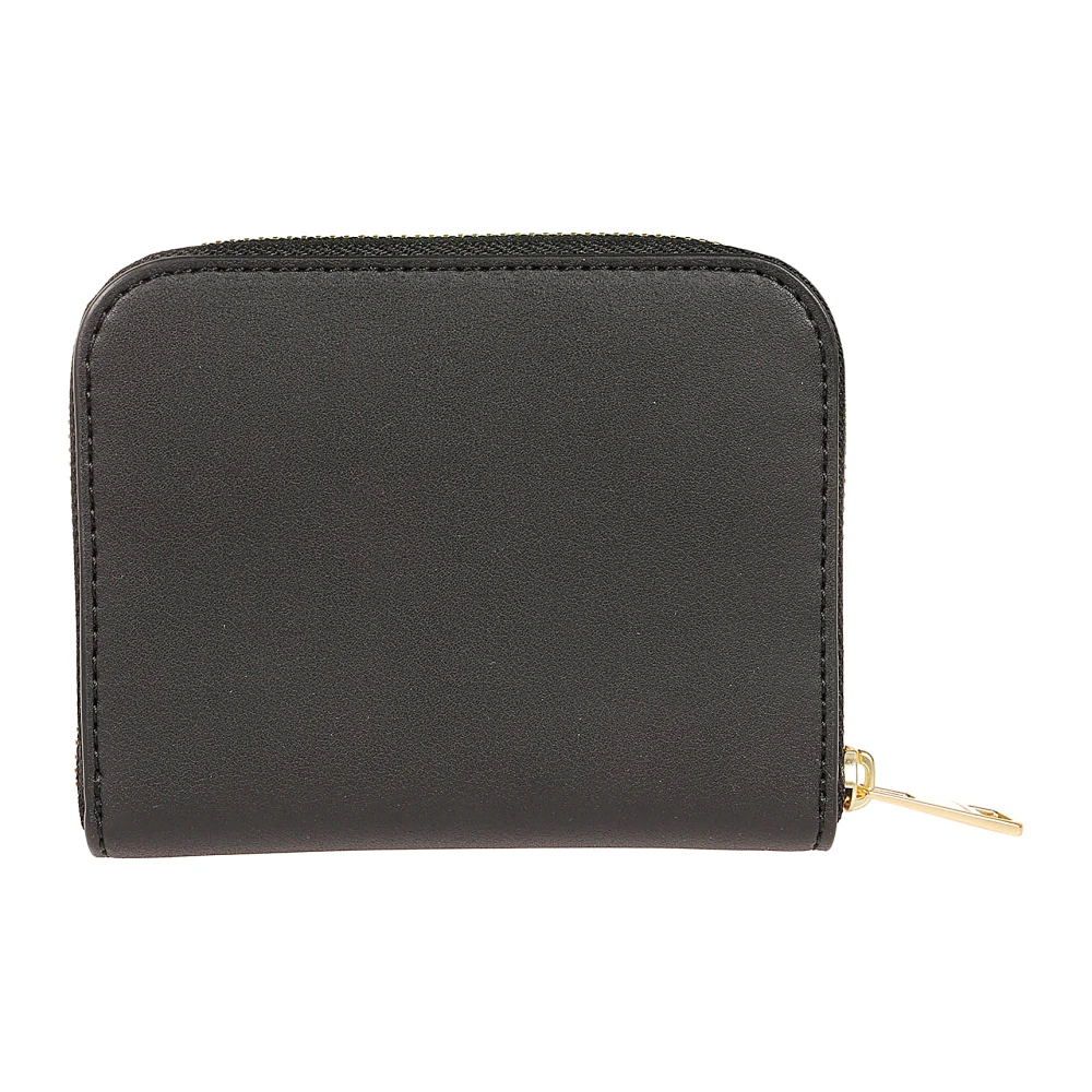 TORY BURCH Zwarte leren portemonnee met iconisch logo Black Dames