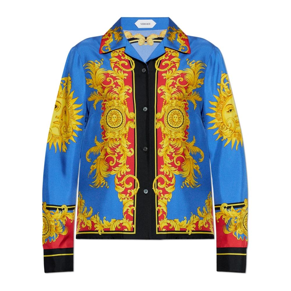 Versace Damen Multicolor Bedrucktes Seiden-Twill-Hemd