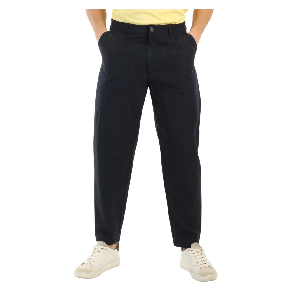 Armani Exchange Seersucker Broek met knoop- en ritssluiting Blue Heren