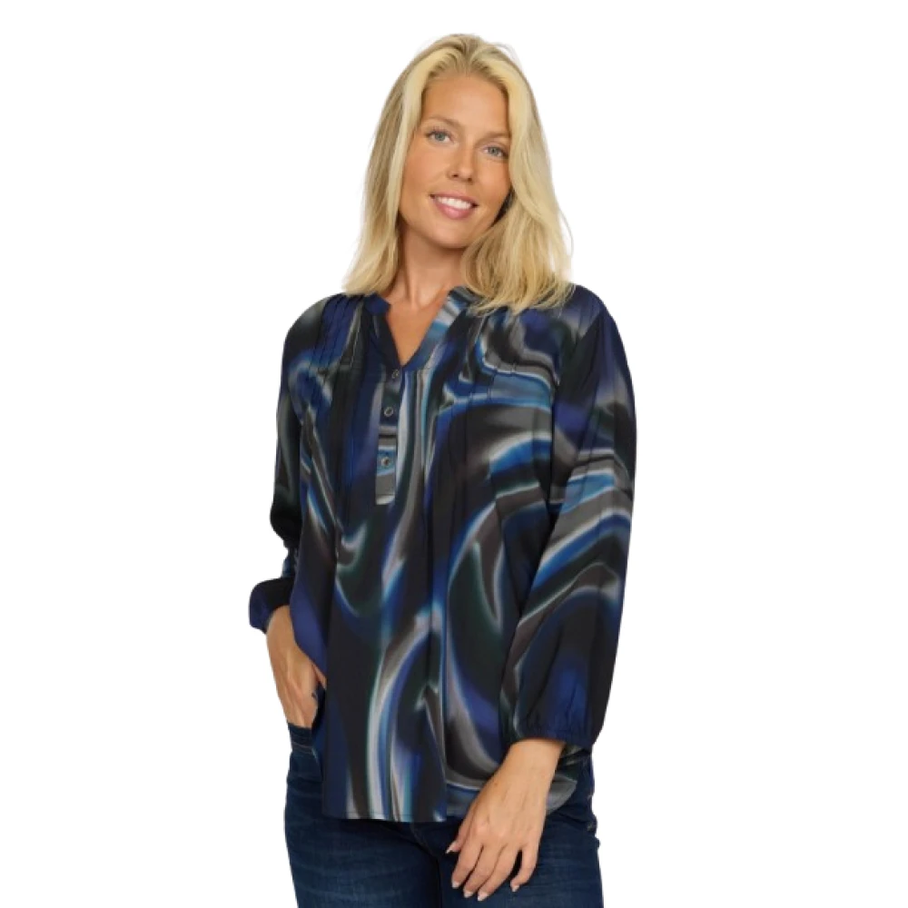 2-Biz Blauwe Dorte.Au24 Blouse Top Blue Dames