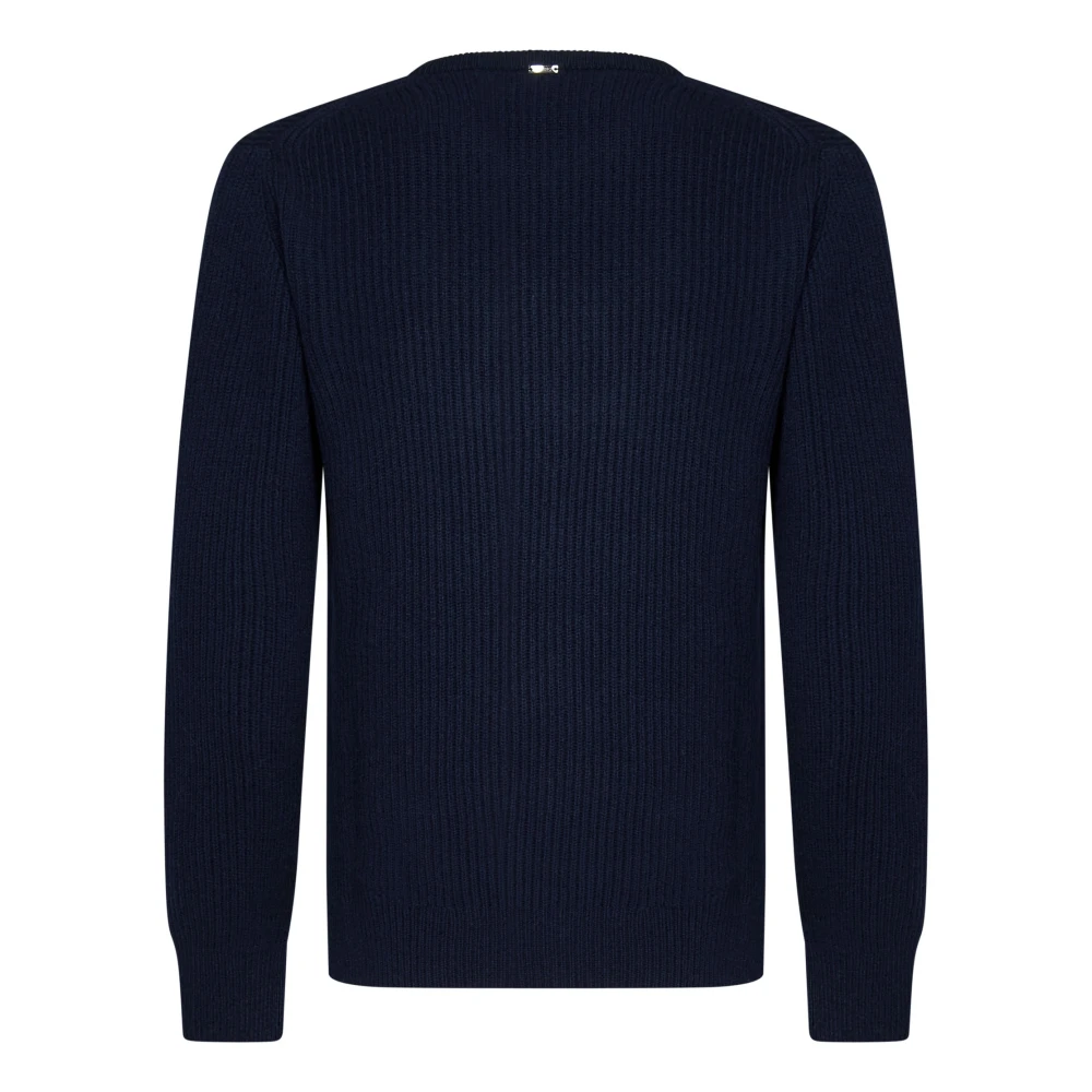 Herno Blauwe Crewneck Wol Kasjmier Trui Blue Heren