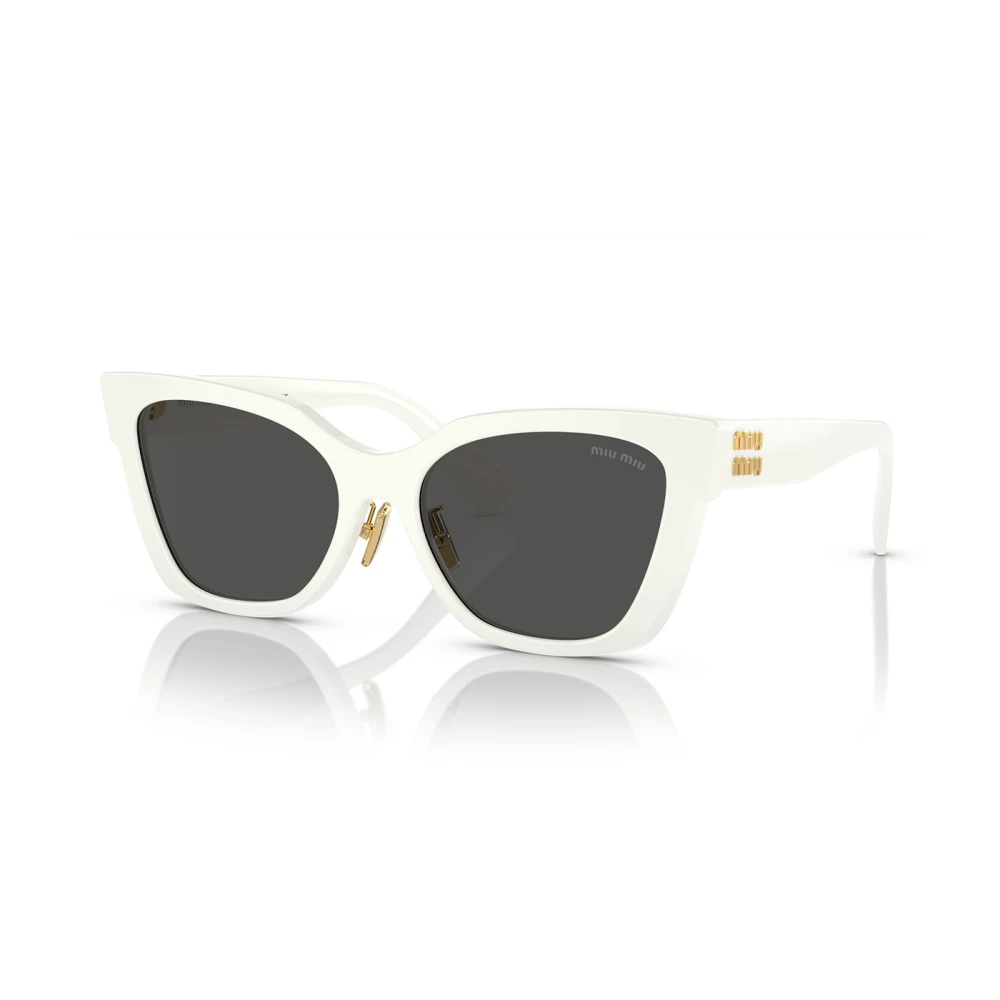 Miu Miu Fyrkantiga solglasögon med vit ram och mörkgråa linser White, Dam