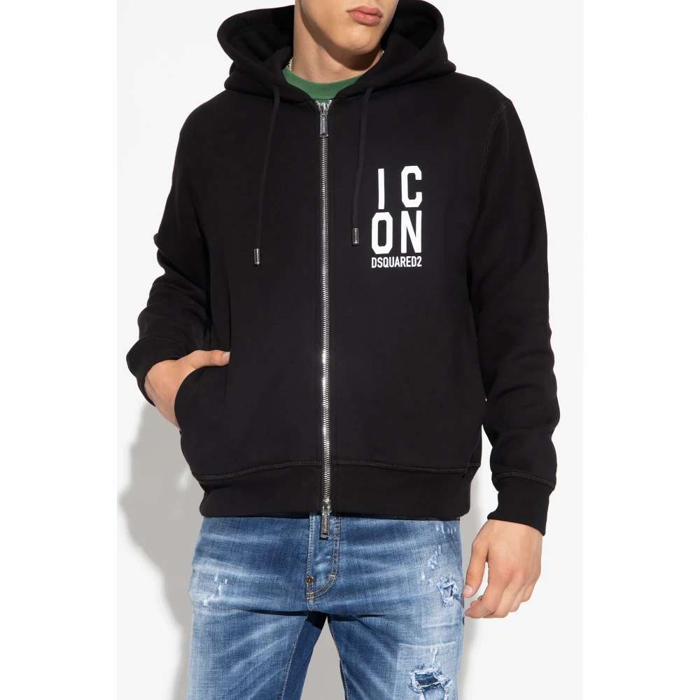 Dsquared2 Iconische Cool Fit Zip Hoodie Black Heren
