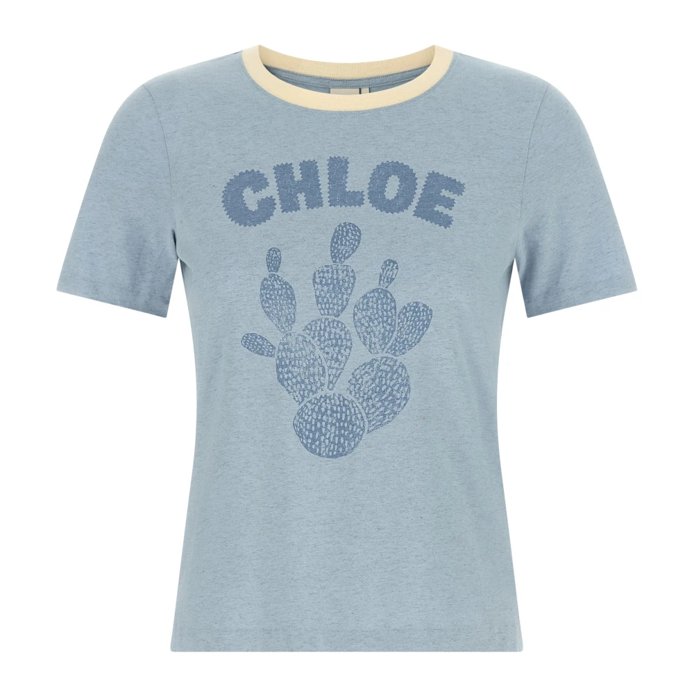 Chloé , T-Shirts, Female, Blue, M, Graphic Print T-Shirt