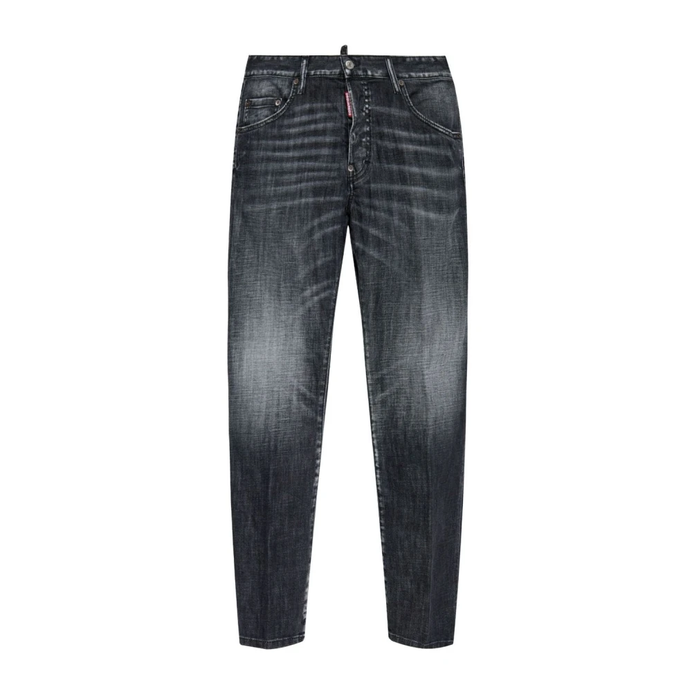 Dsquared2 Zwarte Vervaagde Stretch Katoenen Jeans Black Heren