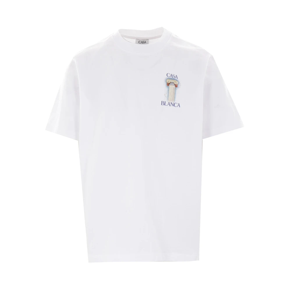 Casablanca Biologisch Katoenen Wit T-shirt met La Colomne Print White Heren