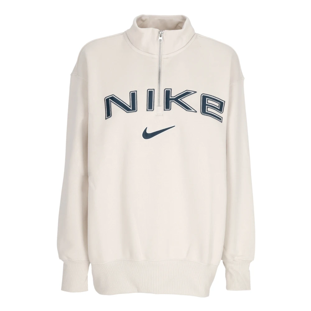 Nike Quarter Zip Crewneck Sweatshirt Lt Orewood White Dames