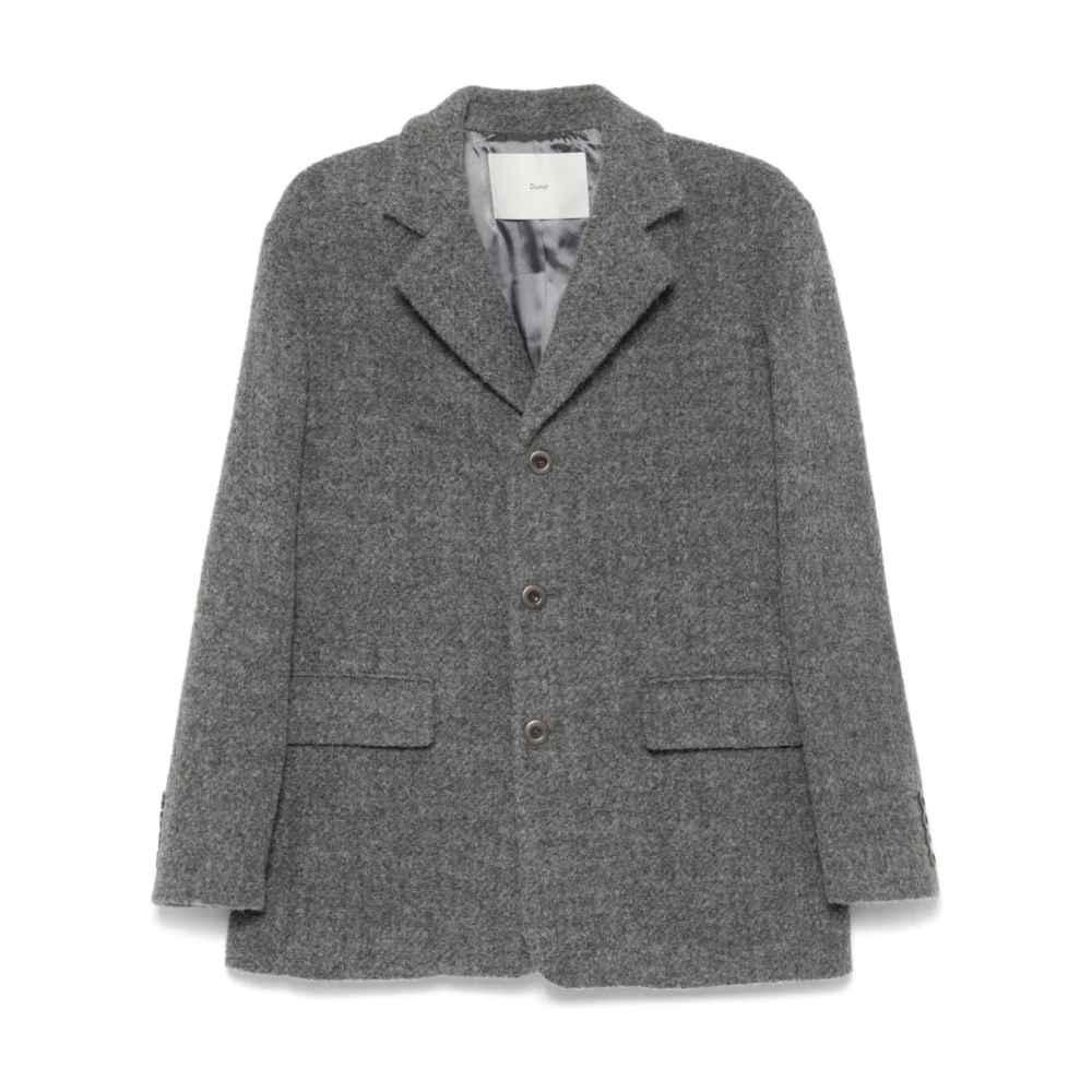 Dunst Grijze Wollen Bouclé Jas Gray Dames