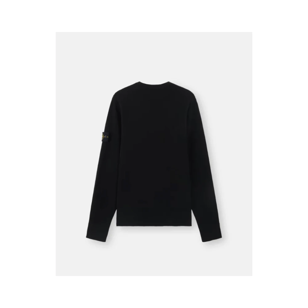 Stone Island Zwarte Wol Crewneck Sweater Black Heren