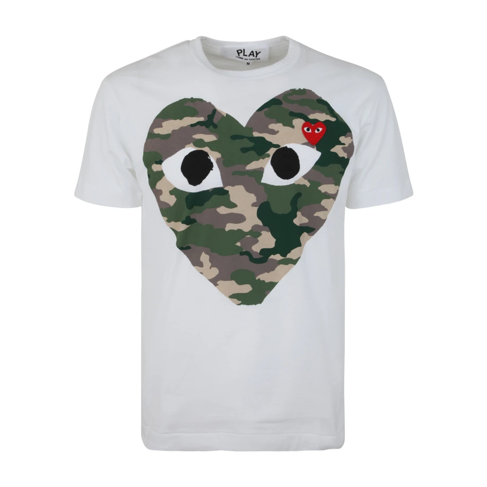 Comme des Garçons Play Kortärmad stickad t-shirt White, Herr