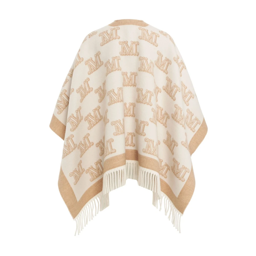 Max Mara Luxe Beige Wol Cape Jas Beige Dames