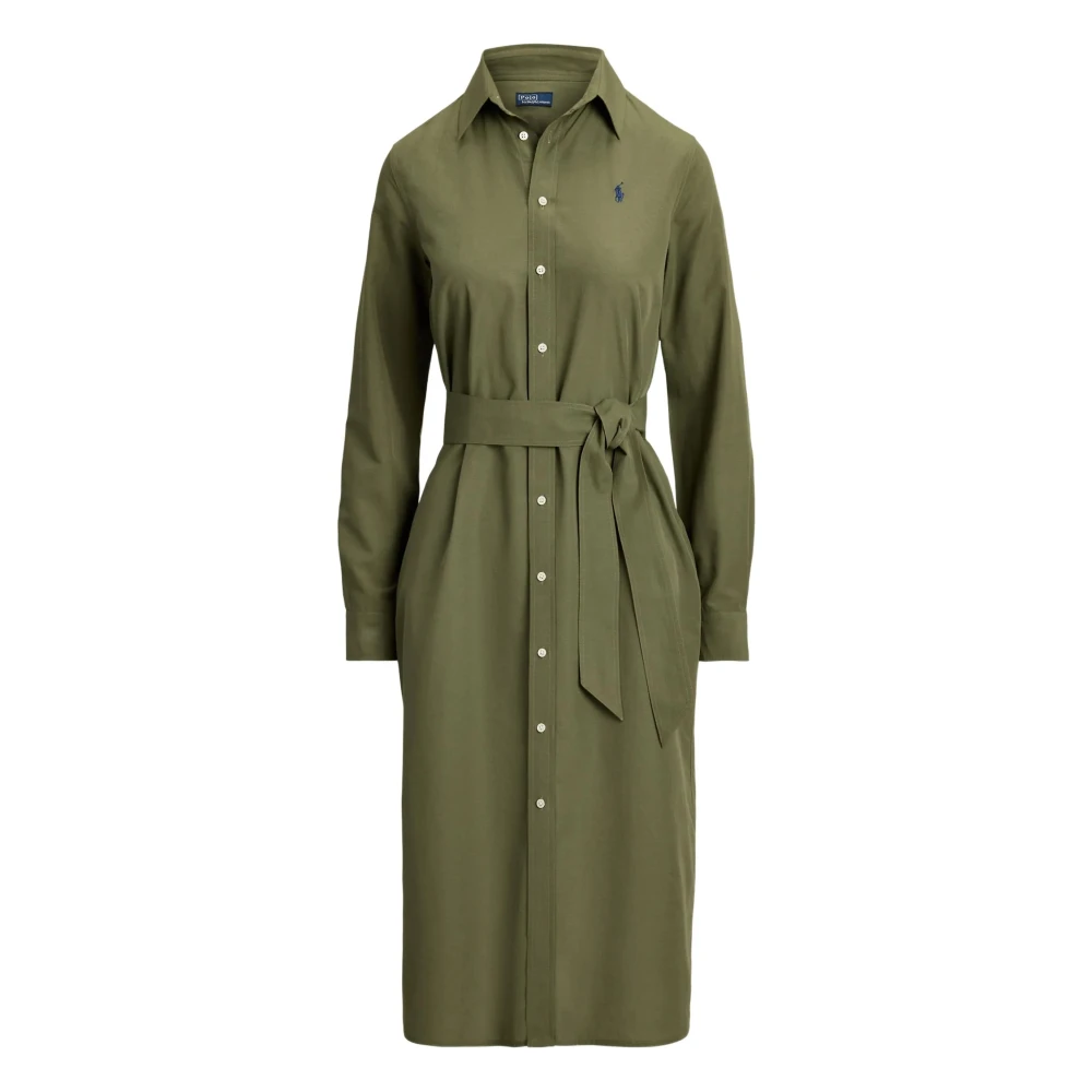 Polo Ralph Lauren Green Cotton-Linen Belted Shirtdress - Female - Shirt Dresses - S - Dresses
