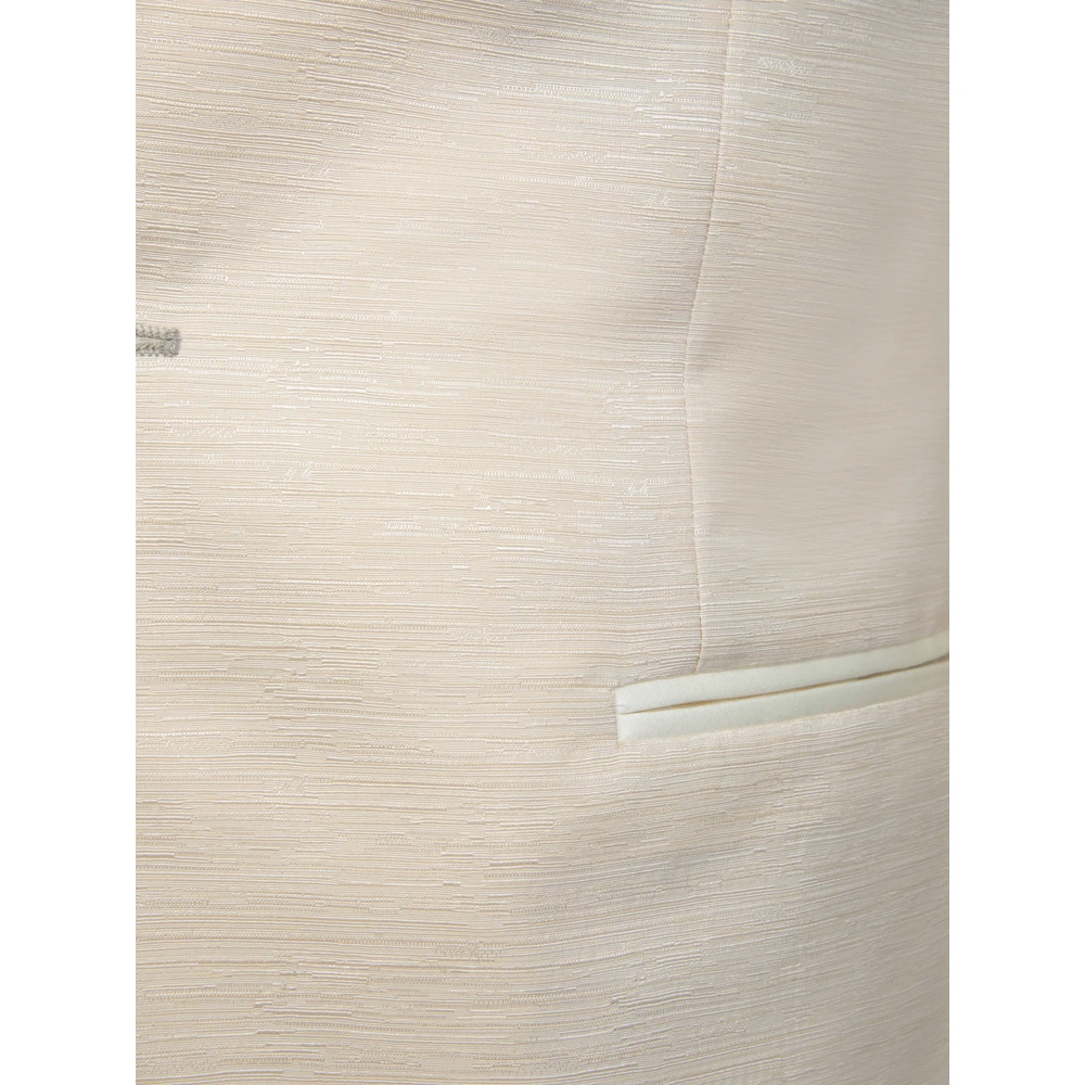 Canali Elegante Witte Moiré Smokingjasje Beige Heren