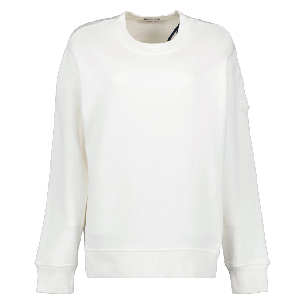 Moncler Witte Katoenen Logo Sweatshirt White Dames
