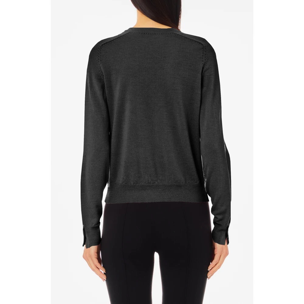 Liu Jo Zwarte Wollen Vest Lange Mouw Black Dames