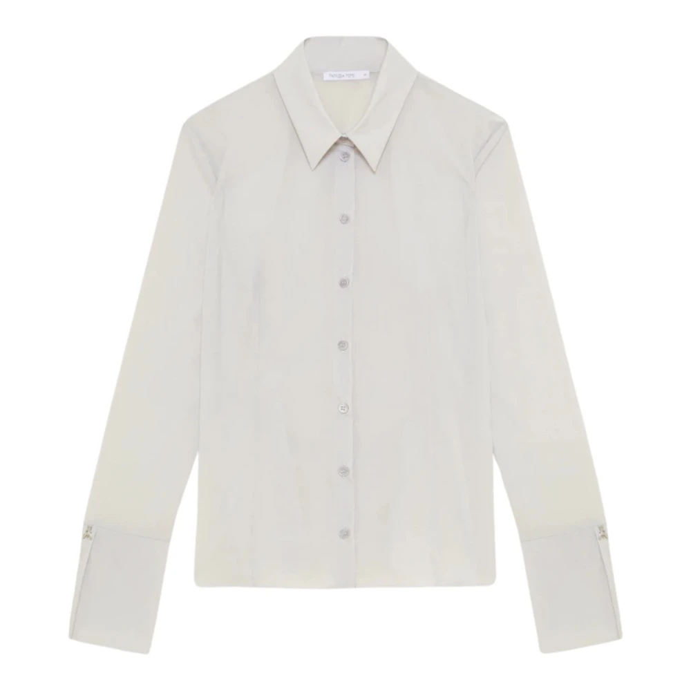 PATRIZIA PEPE Grijze Organza Blouse met Fly-knopen Gray Dames