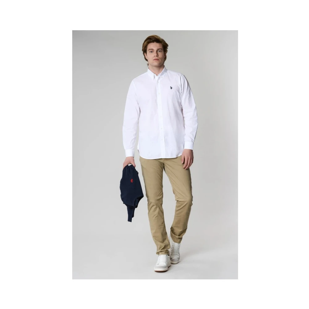 U.s. Polo Assn. Katoenen Popeline Overhemd White Heren