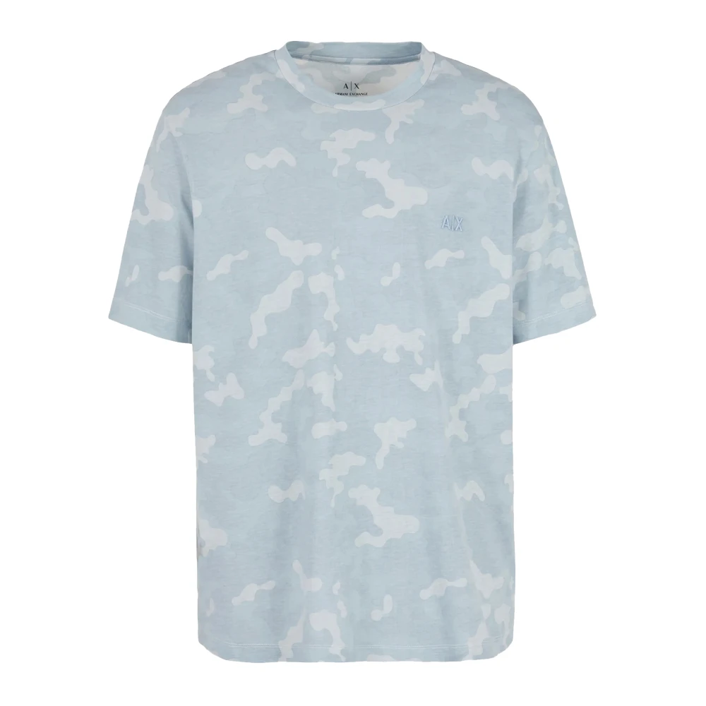 Armani Exchange Camouflage Katoenen Relaxed Fit T-shirt Blue Heren