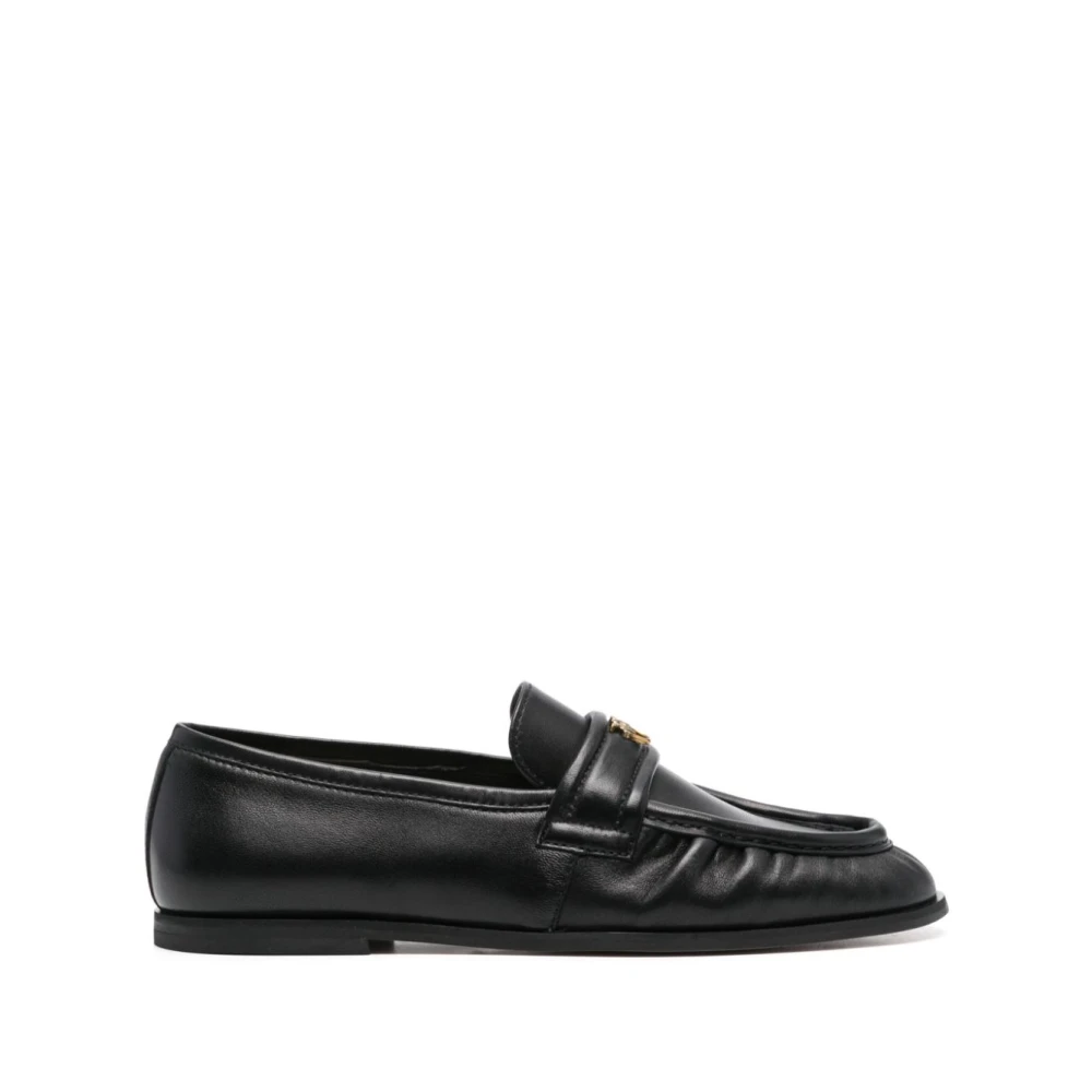 Pinko Women's Black Flat Shoes With Logo - Loafers - 7 Uk - Shoes