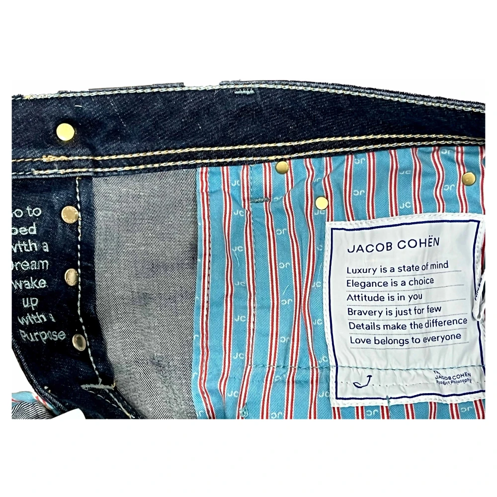 Jacob Cohën Turquoise Label Slim Donker Gewassen Jeans Blue Heren