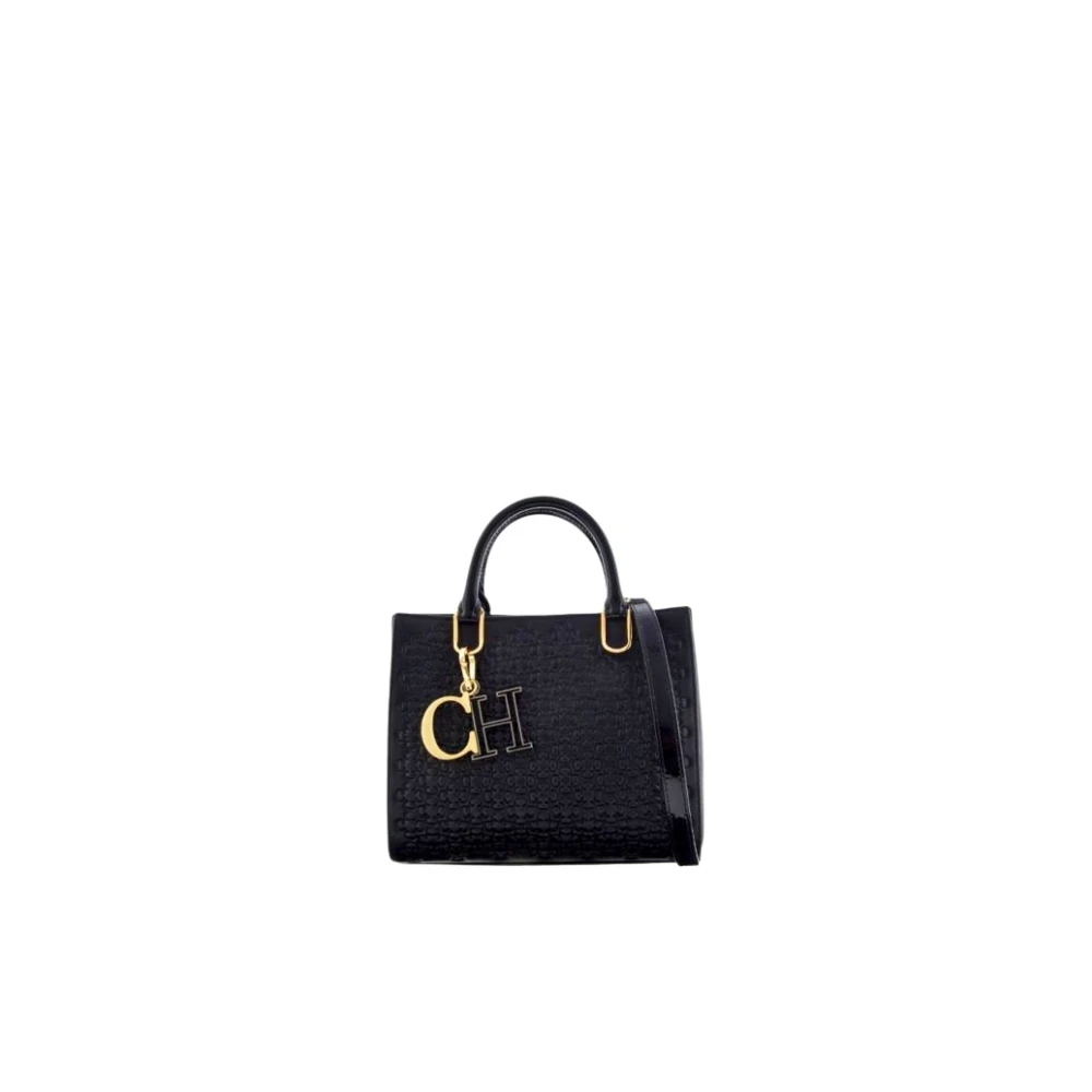 Carolina Herrera Duchess Baobab Leren Handtas Charme Black Dames