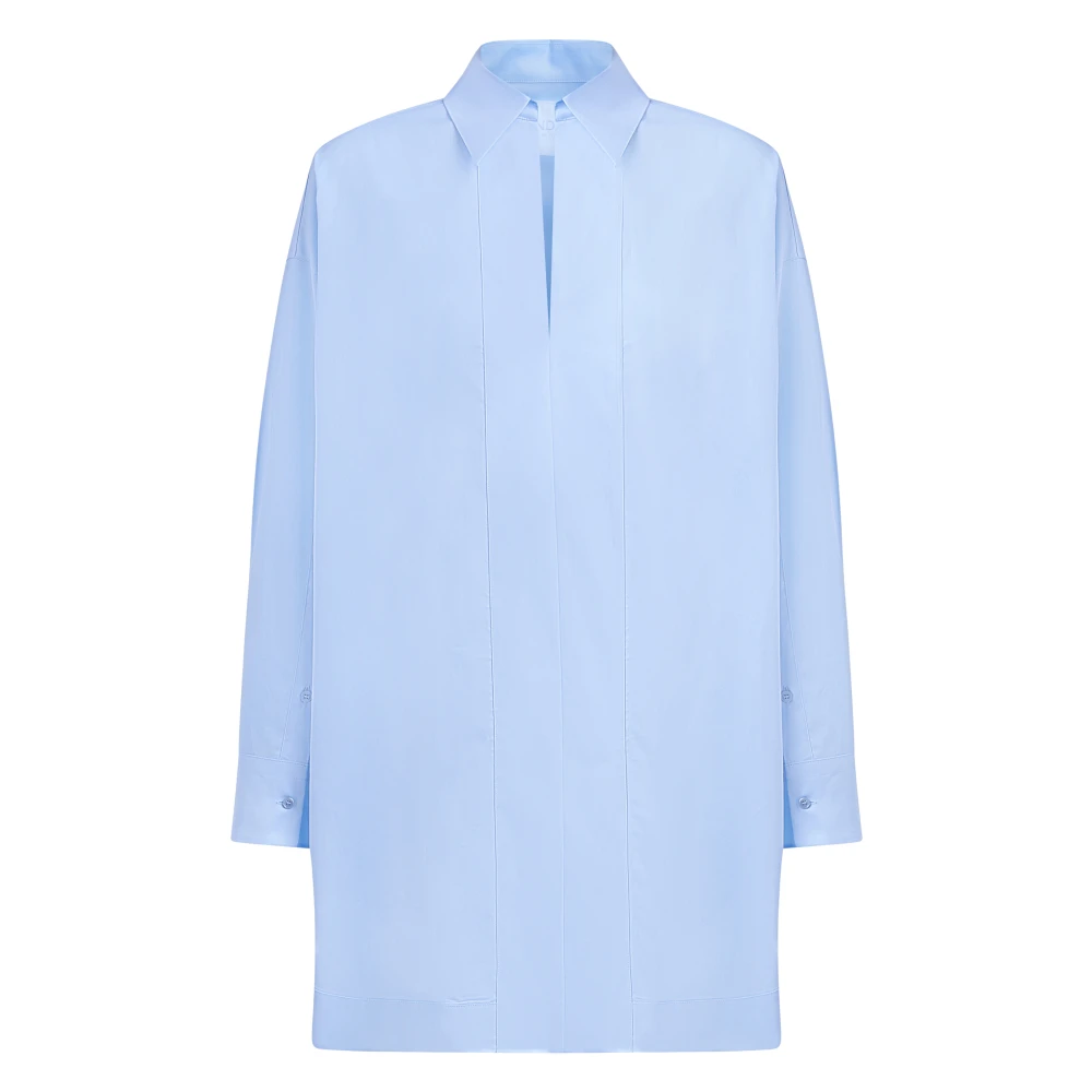 Dondup Women's Blue Camicia In Gabardina Tinto Filo - Blouses - L - Blouses & Shirts