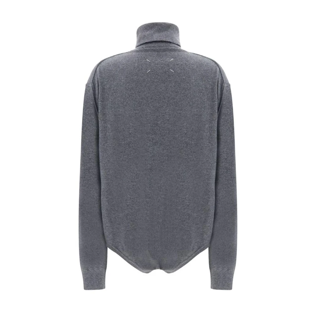 Maison Margiela Geribbelde hoge kraag wollen trui Gray Dames