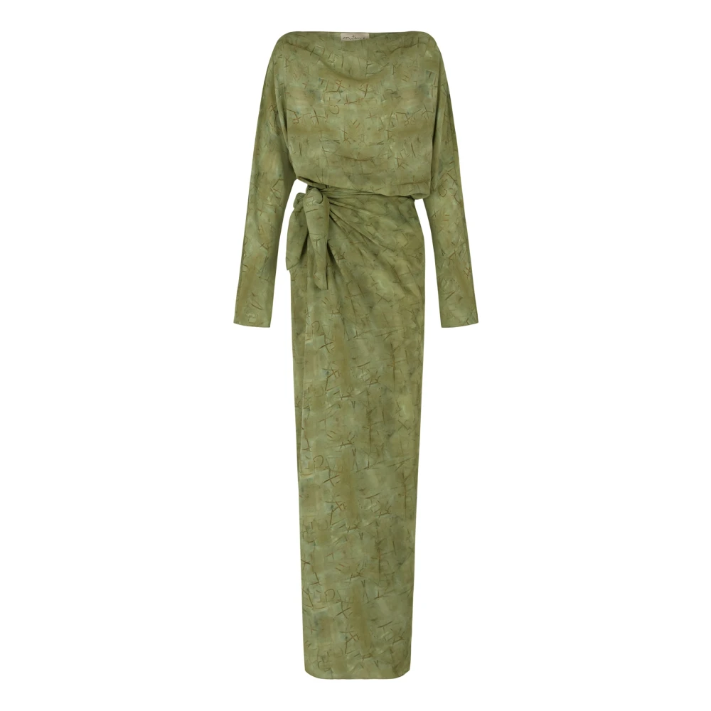 Cortana Amina zijden jurk in amantis print Green Dames