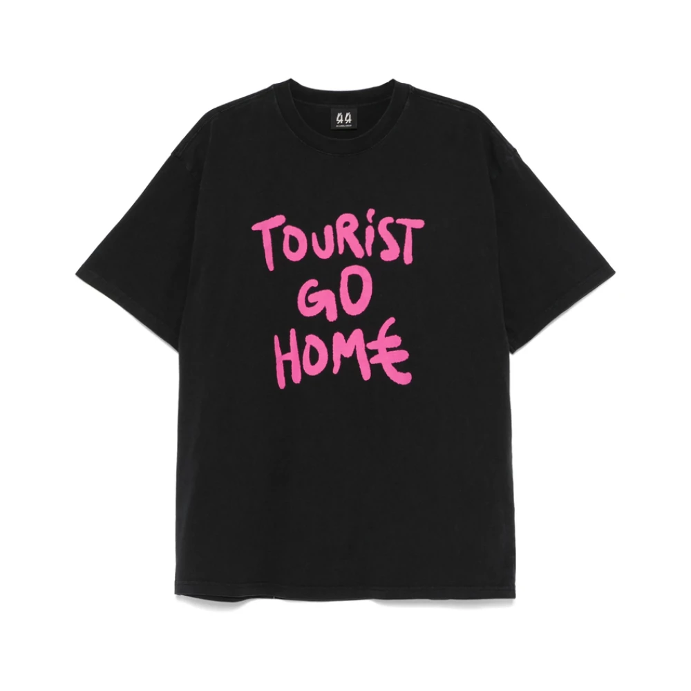 44 Label Group Zwart Logo Print Crew Neck T-shirt Black Heren