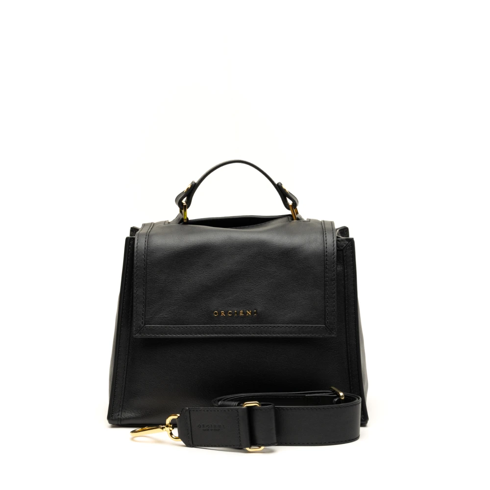 Orciani Zwarte Leren Handtas Black Dames