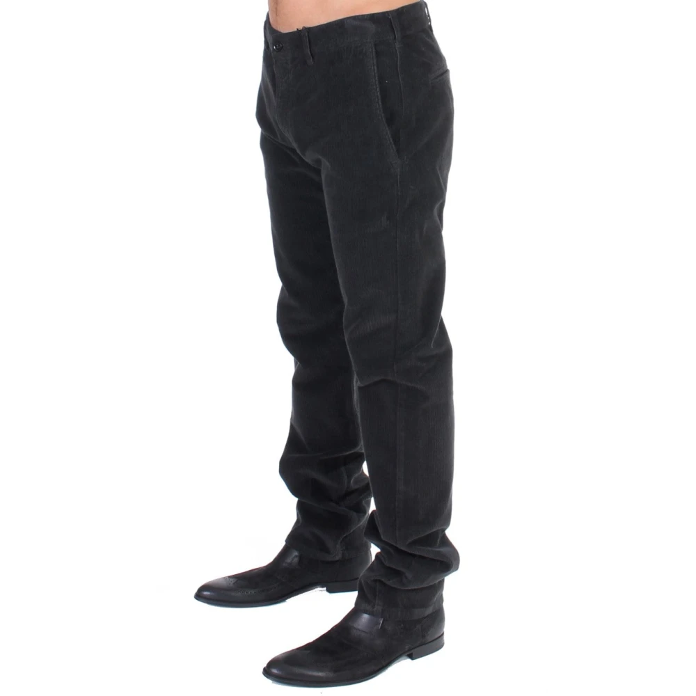 Gianfranco Ferré Elegante Zwarte Katoenen Ribfluwelen Broek Black Heren