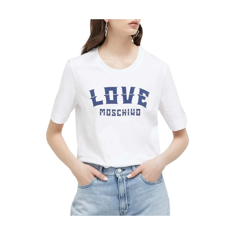 Moschino Logo Print Katoenen T-shirt Vrouwen White Dames