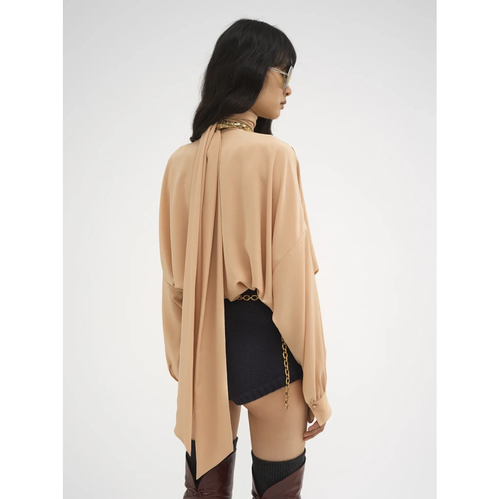 Chloé Zijden Beige Blouse met Lavallière Sjaal Beige Dames
