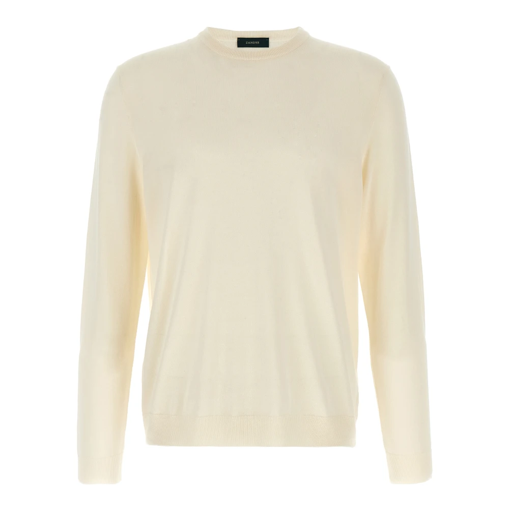 Zanone Vit Bomulls Crew Neck Tröja