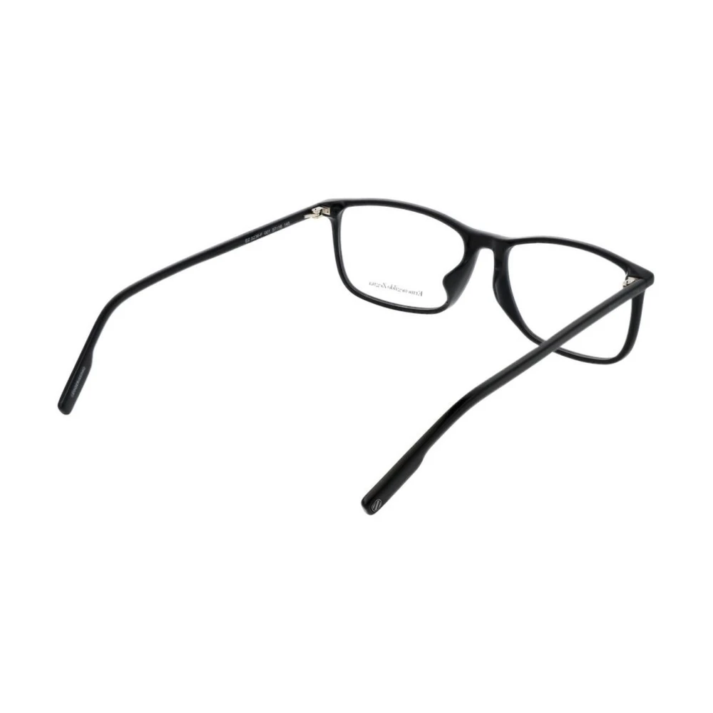 Ermenegildo Zegna Zwarte Rechthoekige Optische Brillen met Demo Lenzen Black Heren