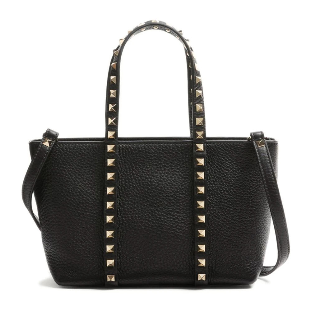 Valentino Garavani Zwarte leren schoudertas met studs Black Dames