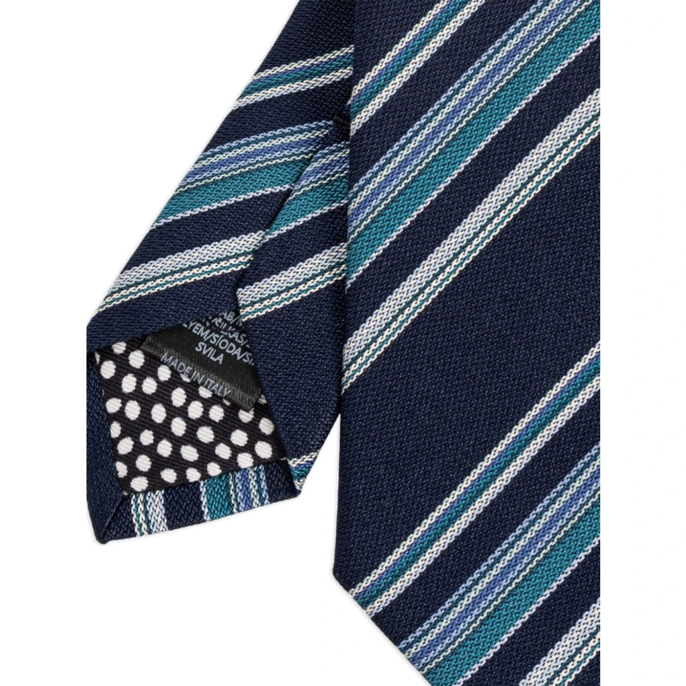 PS By Paul Smith Blauwe Zijden Gestreepte Stropdas Blue Heren