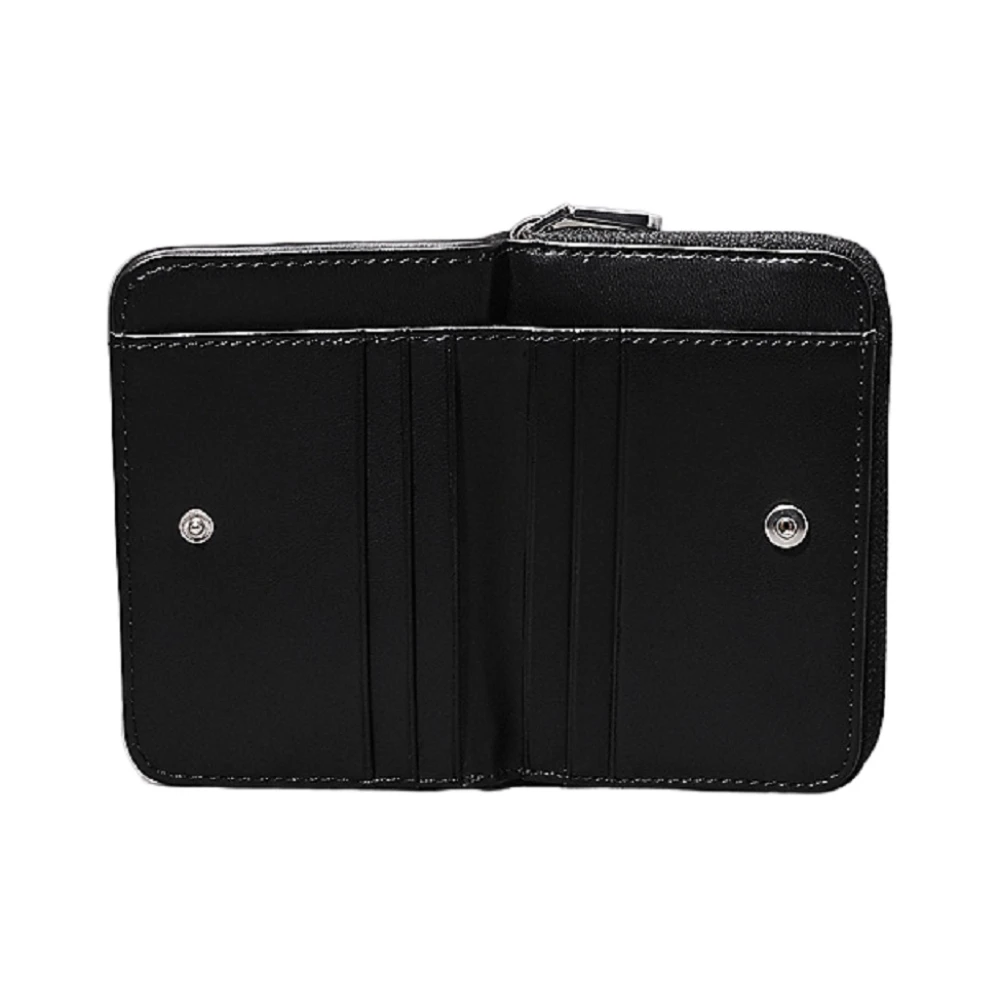 Calvin Klein Zwarte Geribbelde Eco-Leren Portemonnee Black Dames