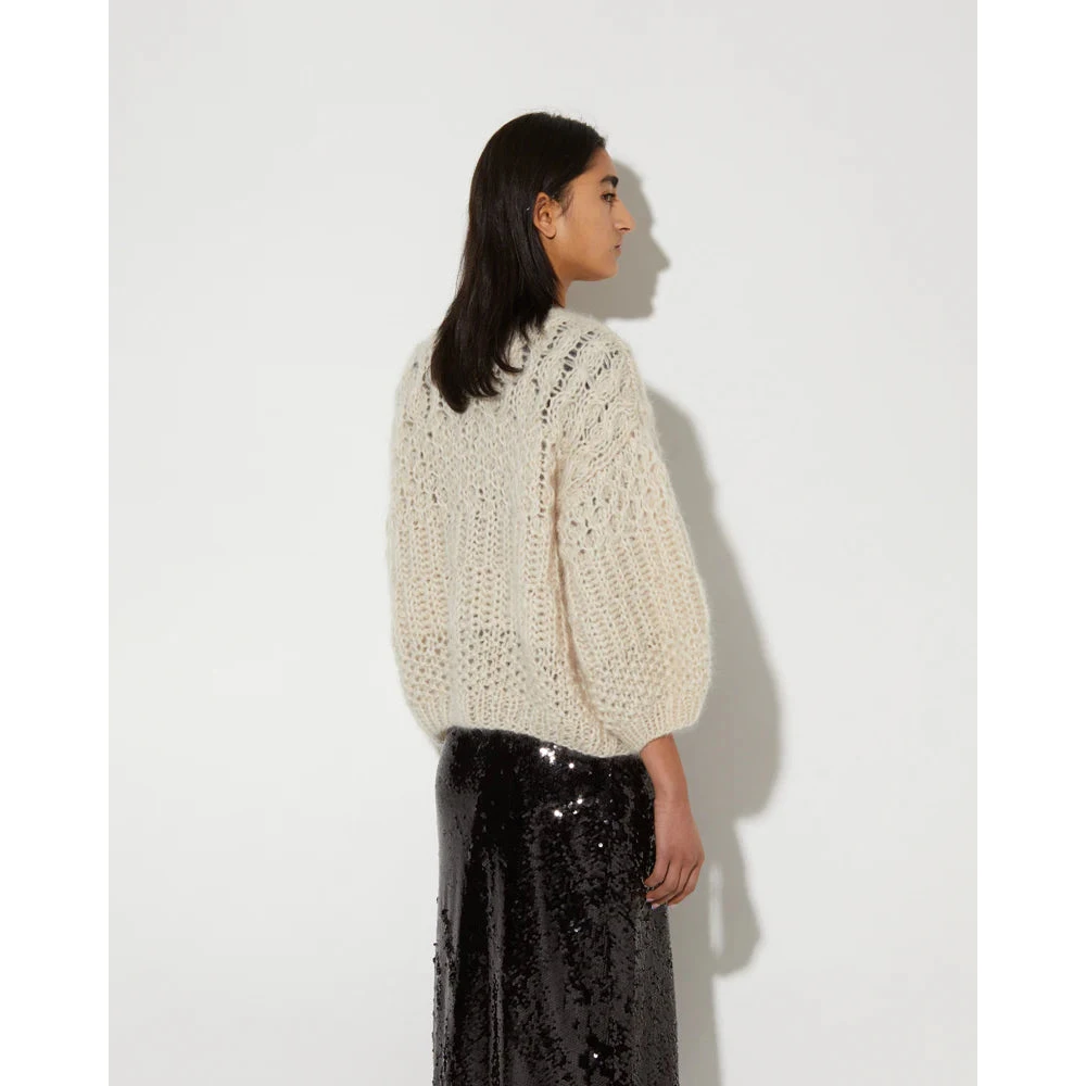 Maiami Mohair Structuren Bomber Cardigan Beige Dames