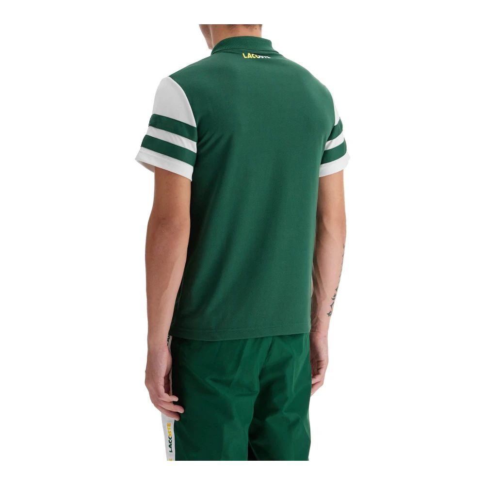 Lacoste Droge Sportpolo met Contrasterende Banden Green Heren