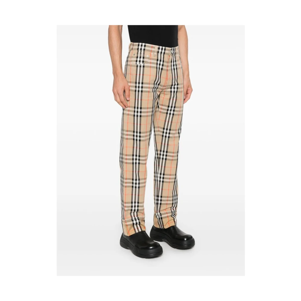 Burberry Ruitpatroon Katoenen Jeans Beige Heren