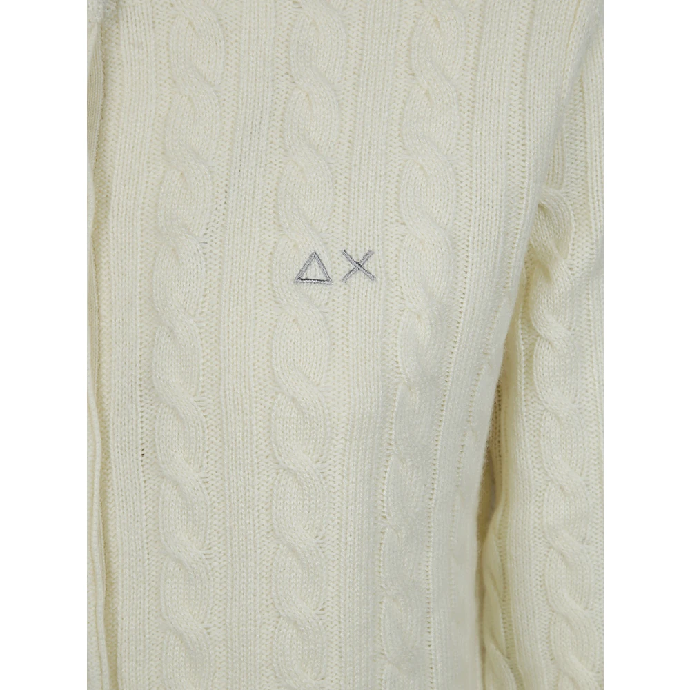 Sun68 Ronde Hals Kabeltrui Vest Beige Dames