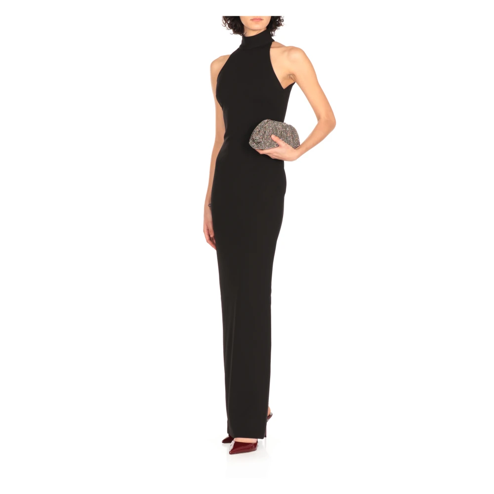 Solace London Zwarte Hoge Hals Mouwloze Jurk Black Dames