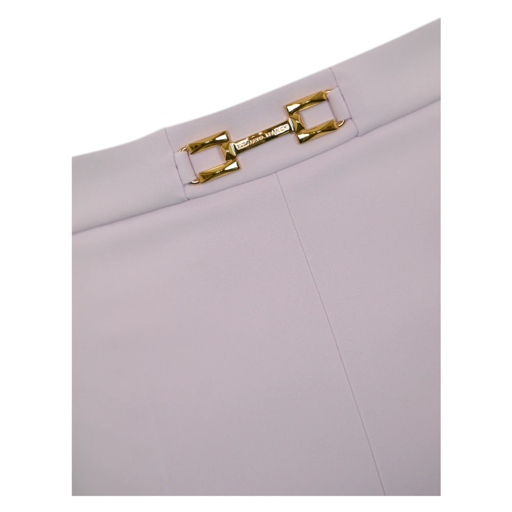 Elisabetta Franchi Crepe Stretch Shorts met Gouden Metalen Details Purple Dames
