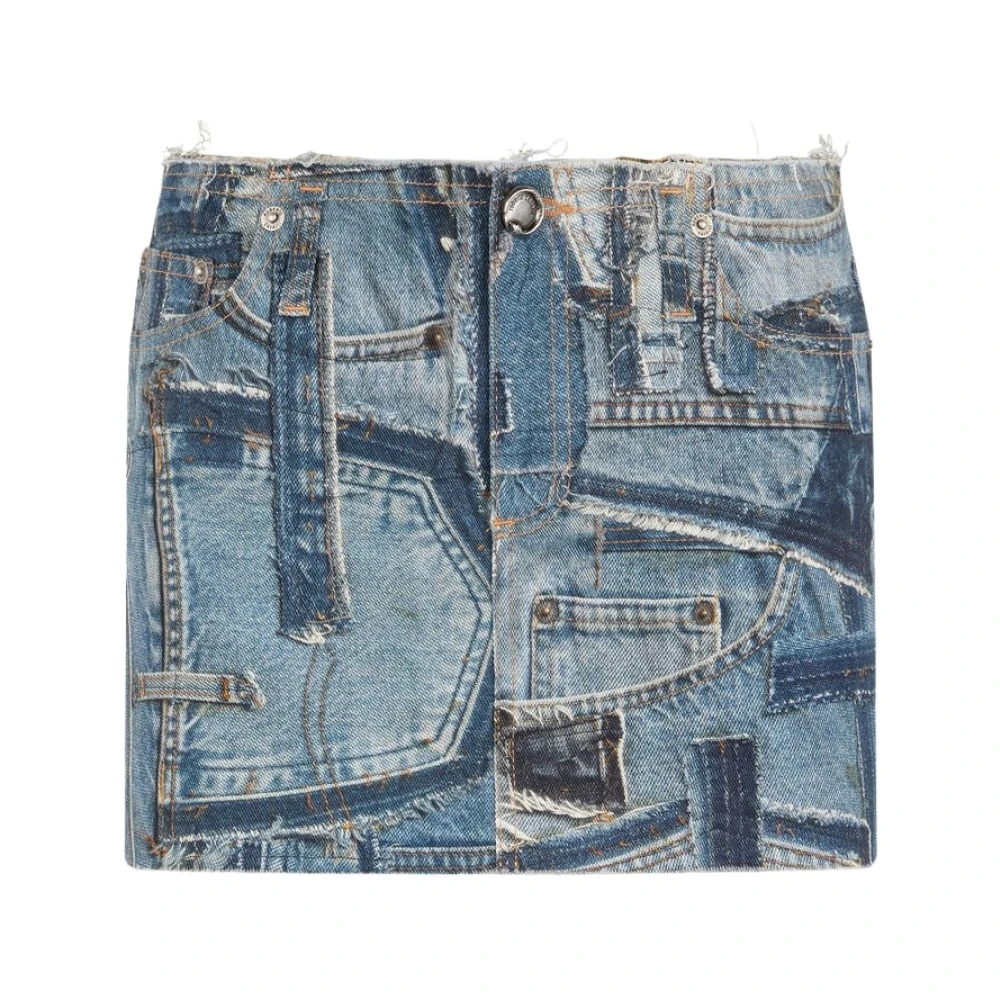 Roberto Cavalli Patchwork Denim Mini Skirt - Female - Denim Skirts - Blue - S - Skirts