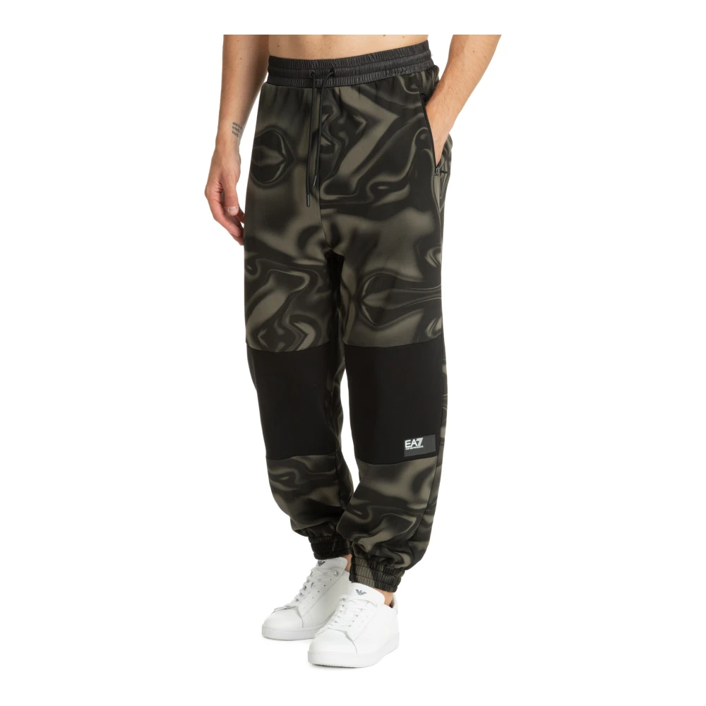 Emporio Armani EA7 Abstract Multicolor Joggers met Koord Green Heren