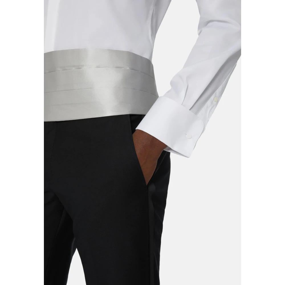 Boggi Milano Slim fit overhemd van katoensatijn White Heren