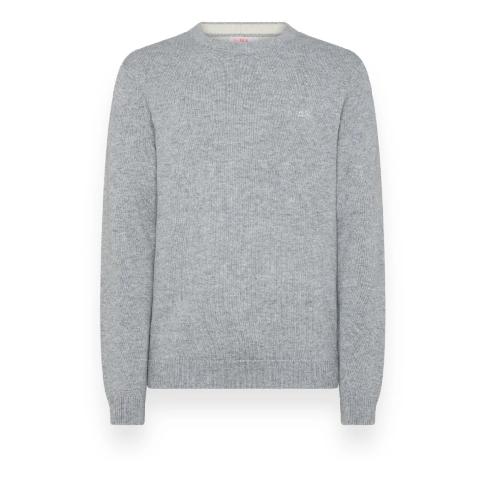 Sun68 Warm Ronde Solide Trui Gray Heren