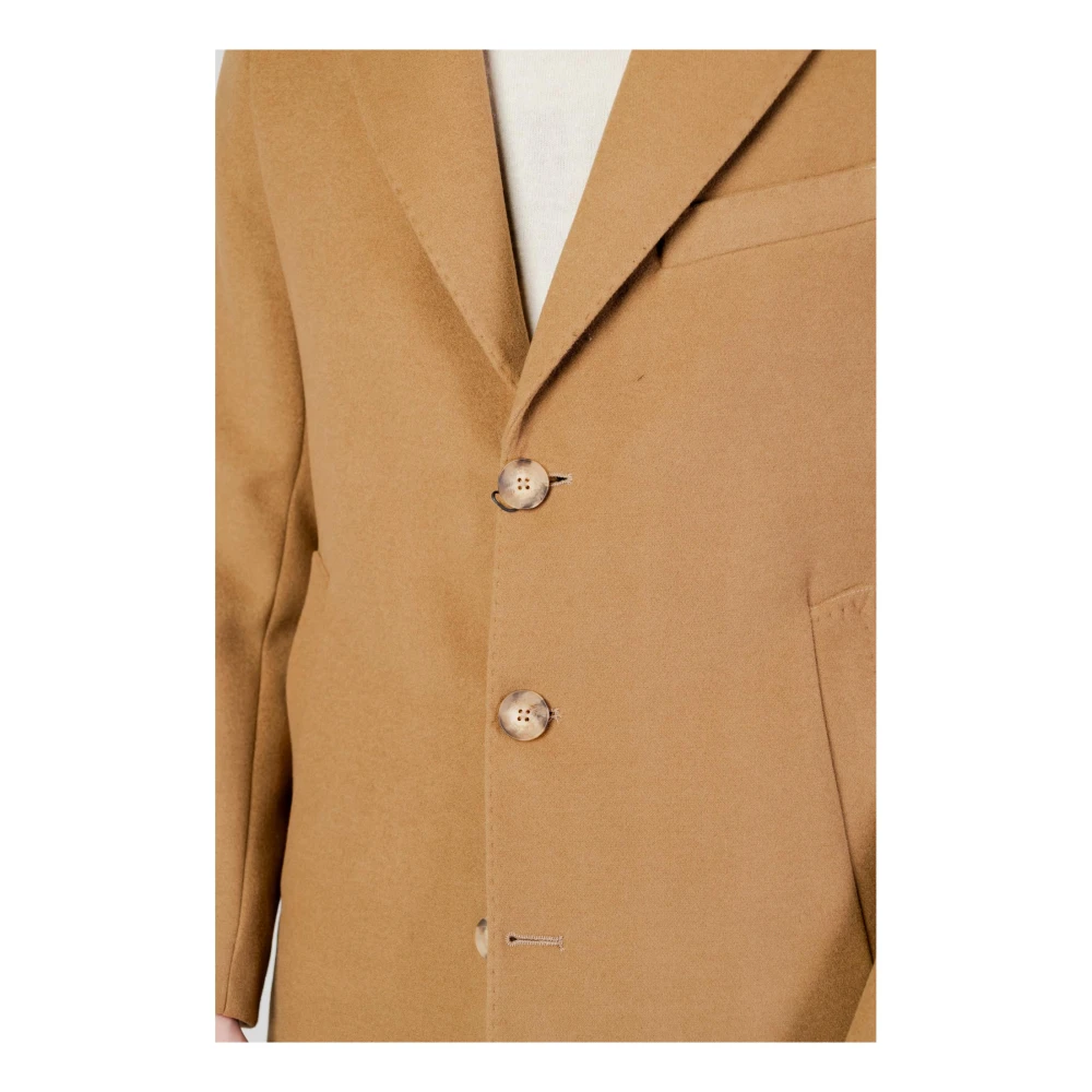 Mulish Beige Wollen Overjas met Reverskraag Beige Heren
